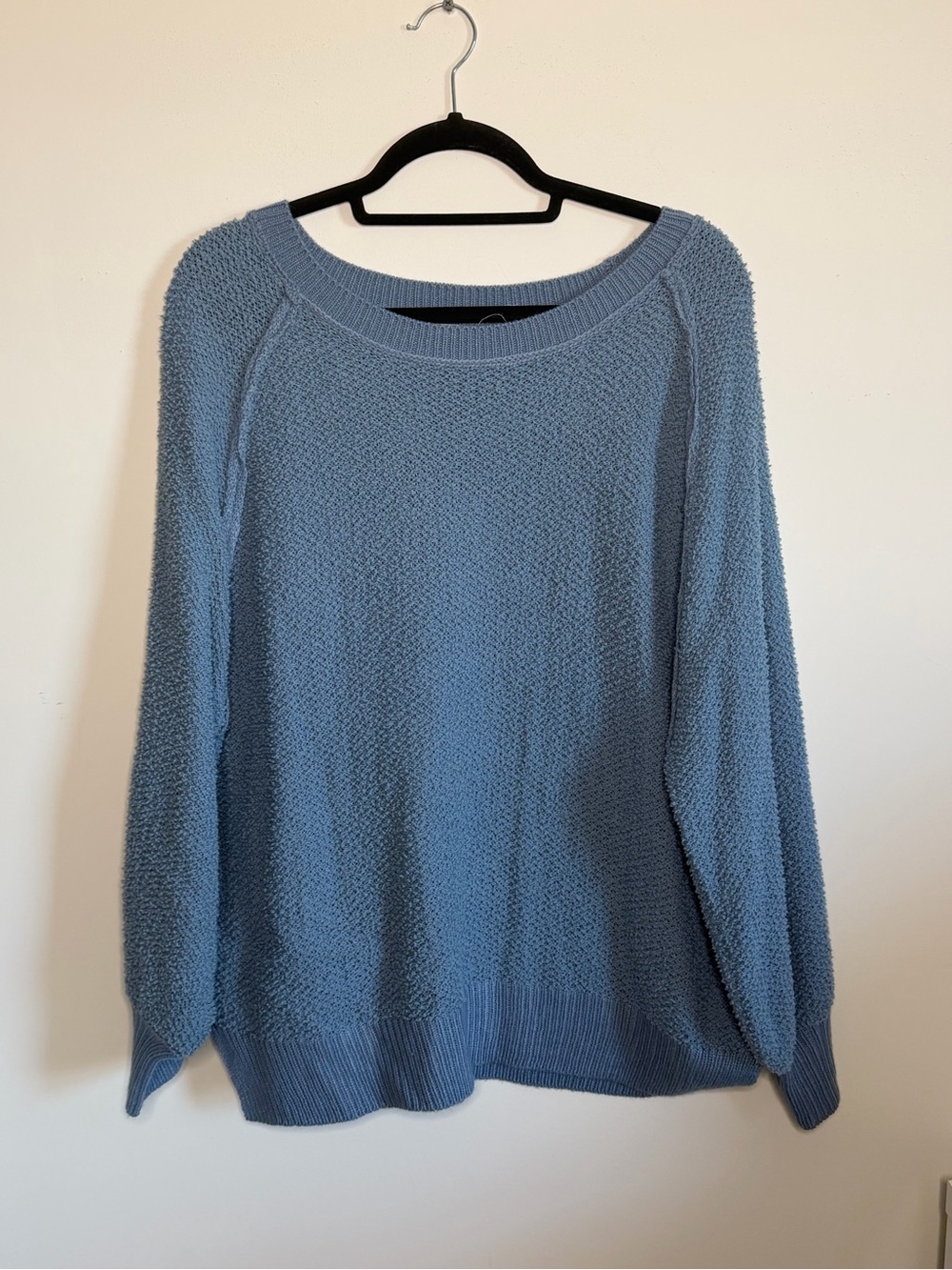 BiBi Dusty Blue Textured Crewneck Sweater
